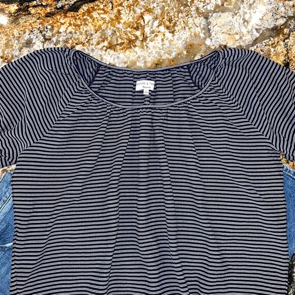 NWT Madewell Texture & Thread Navy & White Stripe Peasant Boho Top- SIZE SMALL - Picture 2 of 8